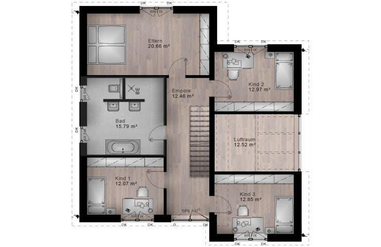 Massivhaus Pultdach Haus Birnbach 30-007 von Econ Das Haus,  Grundriss 1