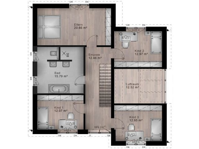 Massivhaus Pultdach Haus Birnbach 30-007 von Econ Das Haus,  Grundriss 1