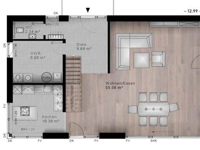 Massivhaus Pultdach Haus Hirz-Maulsbach 30-040 von Econ Das Haus,  Grundriss 1