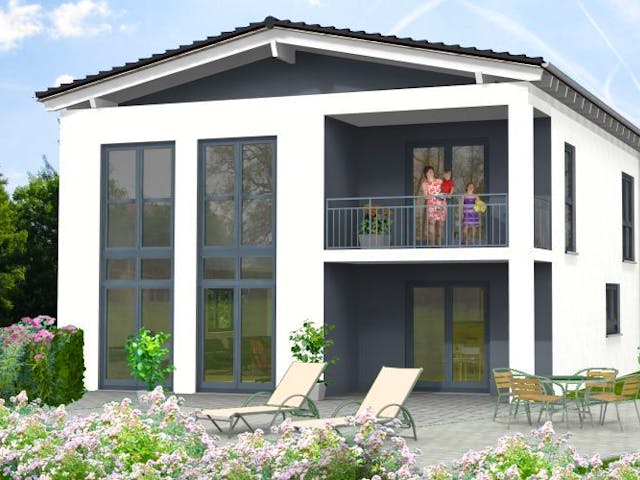 Massivhaus Satteldach Haus Ewighausen 90-028 von Econ Das Haus, Stadtvilla Außenansicht 1