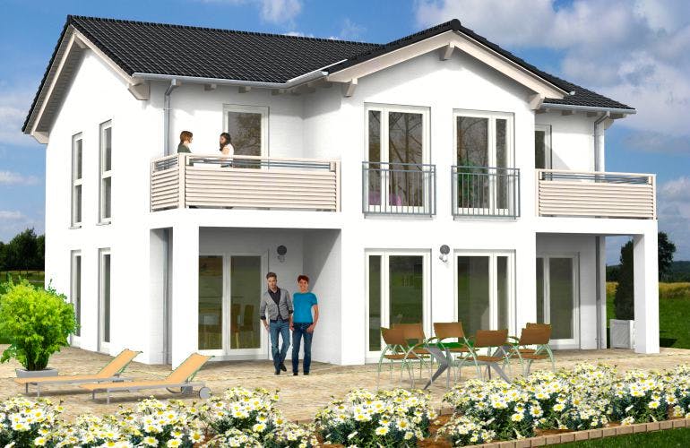 Massivhaus Satteldach Haus Fehl-Ritzhausen 90-029 von Econ Das Haus, Stadtvilla Außenansicht 1