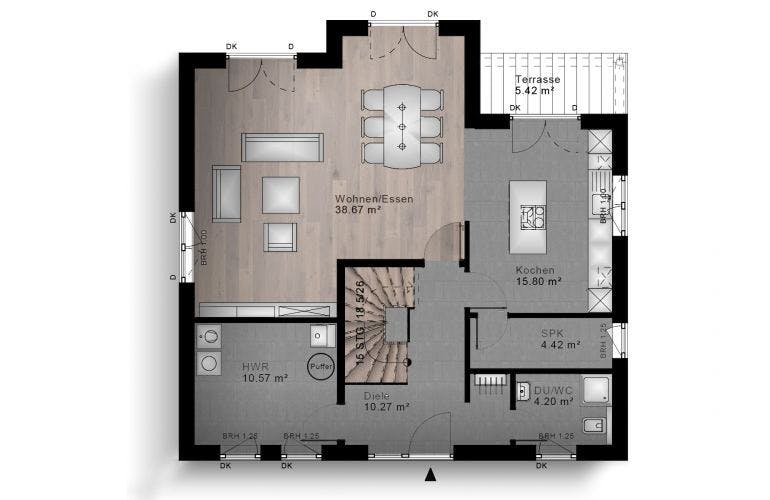 Massivhaus Satteldach Haus Heimborn 80-010 von Econ Das Haus,  Grundriss 1