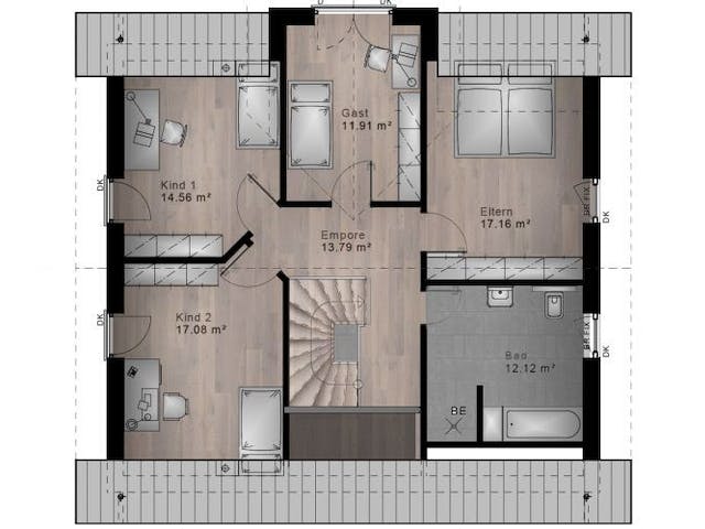 Massivhaus Satteldach Haus Heimborn 80-010 von Econ Das Haus,  Grundriss 2