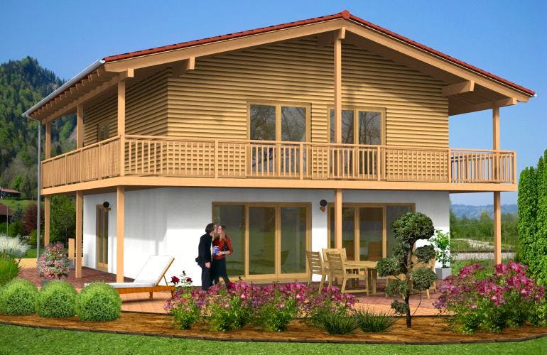 Massivhaus Satteldach Haus Höchstenbach 90-027 von Econ Das Haus, Stadtvilla Außenansicht 1