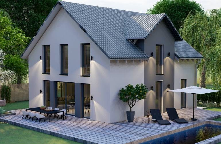 Massivhaus Satteldach Haus Niederwambach 90-069 von Econ Das Haus,  Außenansicht 1