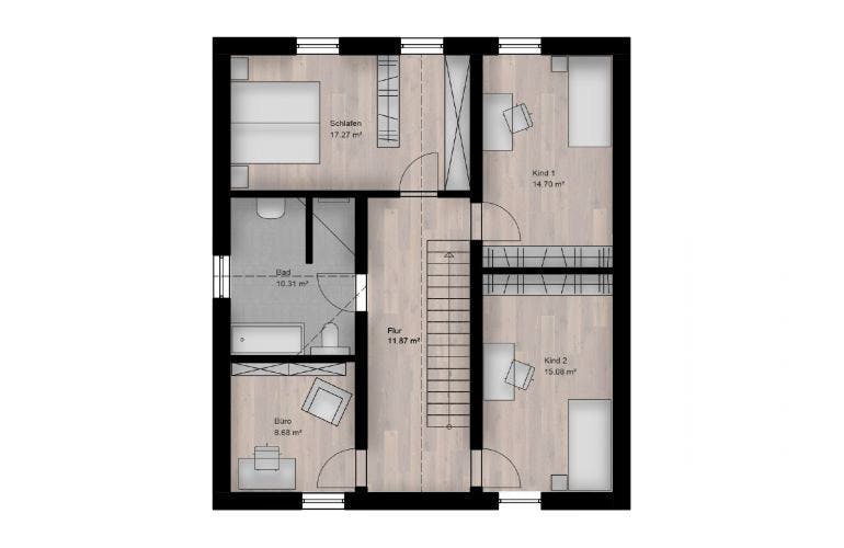 Massivhaus Satteldach Haus Niederwambach 90-069 von Econ Das Haus,  Grundriss 1