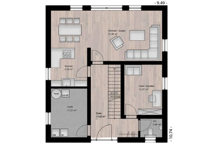 Massivhaus Satteldach Haus Niederwambach 90-069 von Econ Das Haus,  Grundriss 2