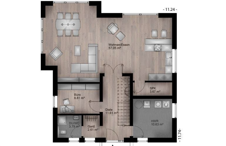 Massivhaus Satteldach Haus Oberbieber 90-067 von Econ Das Haus,  Grundriss 1