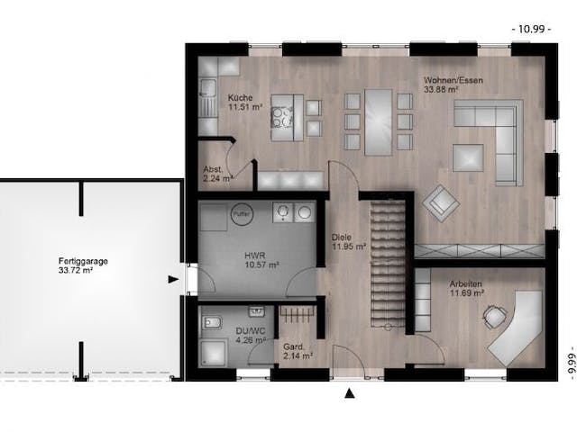 Massivhaus Satteldach Haus Troisdorf 80-061 von Econ Das Haus,  Grundriss 1