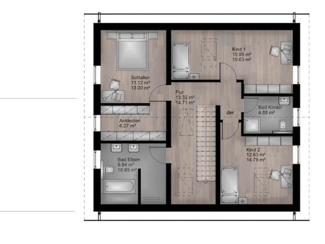 Massivhaus Satteldach Haus Troisdorf 80-061 von Econ Das Haus,  Grundriss 2