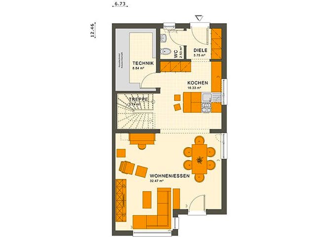 Fertighaus SOLUTION 124 XL V4 von Living Fertighaus Ausbauhaus ab 400921€, Satteldach-Klassiker Grundriss 2