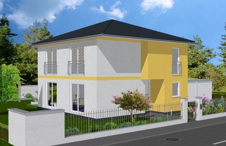 Massivhaus Stadtvilla 129 von HSE Massivhaus, Stadtvilla Außenansicht 1