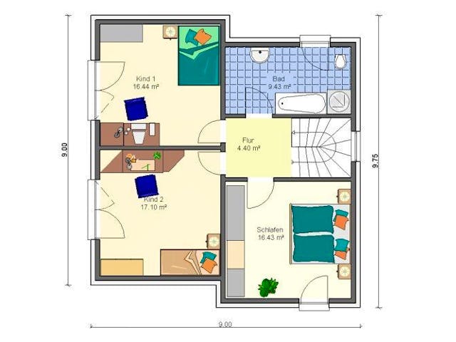 Massivhaus Stadtvilla 129 von HSE - Massivhaus, Stadtvilla Grundriss 1