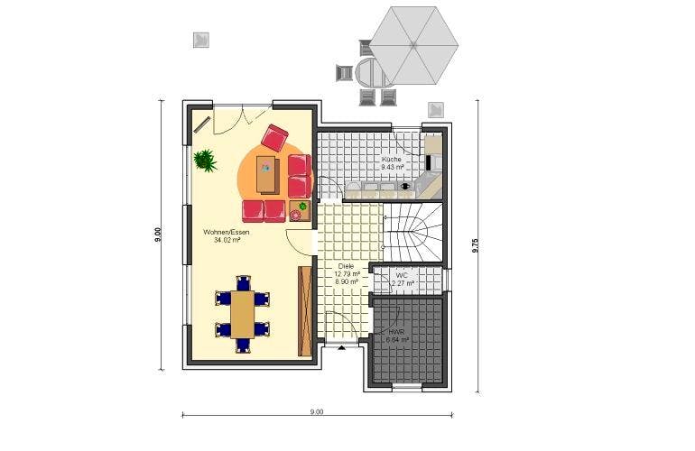 Massivhaus Stadtvilla 129 von HSE Massivhaus, Stadtvilla Grundriss 2