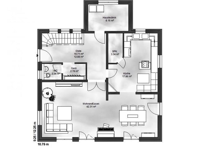 Massivhaus Stadtvilla 1 von Massive Wohnbau, Stadtvilla Grundriss 1