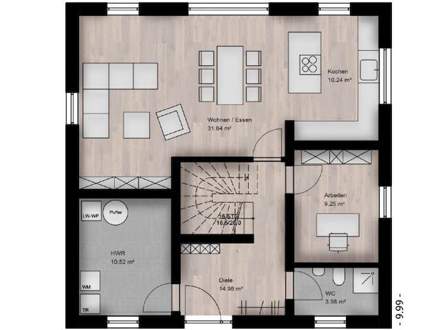 Massivhaus Stadtvilla Bornich 40-034 von Econ Das Haus,  Grundriss 2