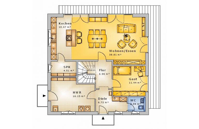 Massivhaus Stadtvilla Brechen 50-008 von Econ Das Haus, Stadtvilla Grundriss 2