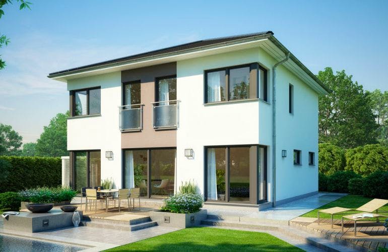 Massivhaus Stadtvilla Centro von Kern-Haus Chemnitz Schlüsselfertig ab 447900€, Stadtvilla Außenansicht 1