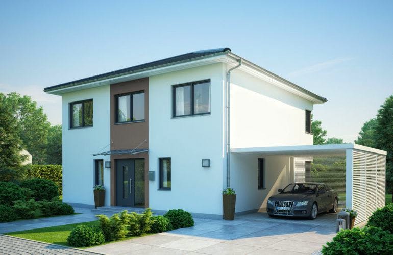 Massivhaus Stadtvilla Centro von Kern-Haus Chemnitz Schlüsselfertig ab 447900€, Stadtvilla Außenansicht 2