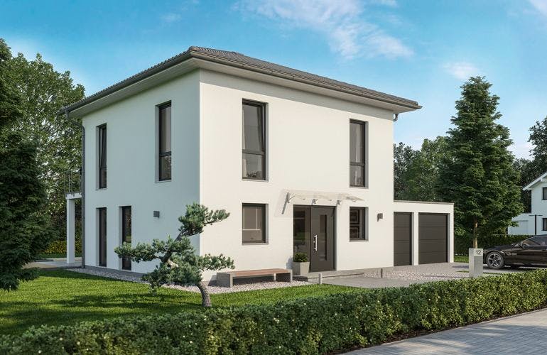 Massivhaus STADTVILLA FINO von Kern-Haus Chemnitz Schlüsselfertig ab 373900€, Stadtvilla Außenansicht 1