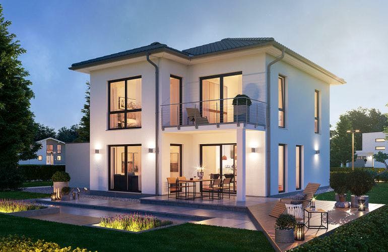 Massivhaus STADTVILLA FINO von Kern-Haus Chemnitz Schlüsselfertig ab 373900€, Stadtvilla Außenansicht 2