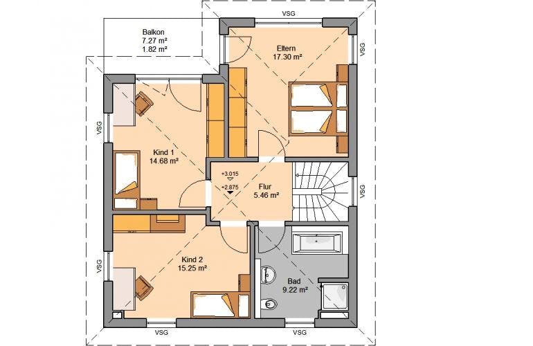 Massivhaus STADTVILLA FINO von Kern-Haus Chemnitz Schlüsselfertig ab 373900€, Stadtvilla Grundriss 1