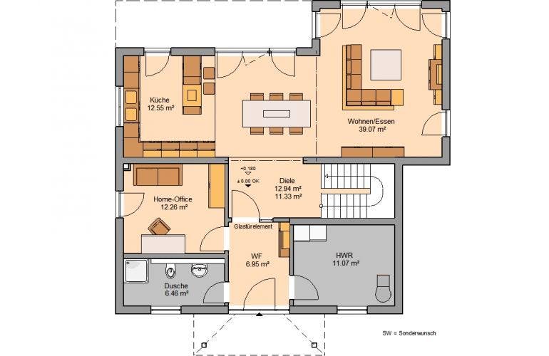 Massivhaus STADTVILLA GREDO von Kern-Haus Chemnitz Schlüsselfertig ab 539900€, Stadtvilla Grundriss 1