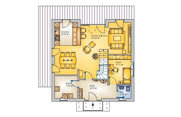 Massivhaus Stadtvilla Kroppach 40-008 von Econ Das Haus, Stadtvilla Grundriss 1