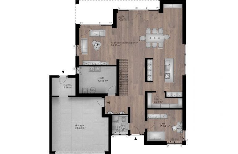 Massivhaus Stadtvilla Lautzert 40-031 von Econ Das Haus, Stadtvilla Grundriss 1