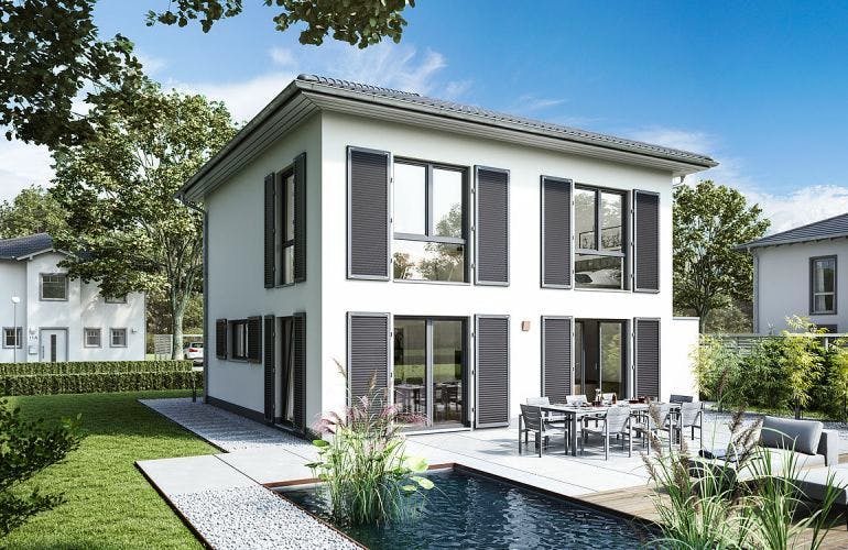 Massivhaus STADTVILLA PURA von Kern-Haus Chemnitz Schlüsselfertig ab 369900€, Stadtvilla Außenansicht 1