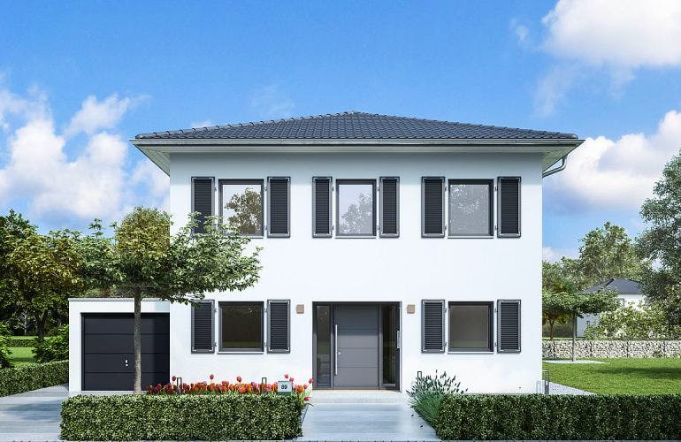 Massivhaus STADTVILLA PURA von Kern-Haus Chemnitz Schlüsselfertig ab 369900€, Stadtvilla Außenansicht 2