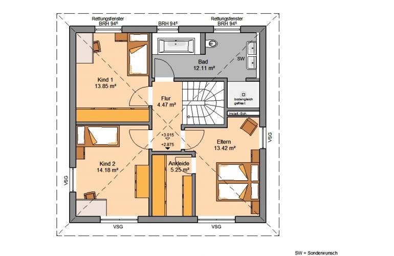 Massivhaus STADTVILLA PURA von Kern-Haus Chemnitz Schlüsselfertig ab 369900€, Stadtvilla Grundriss 1