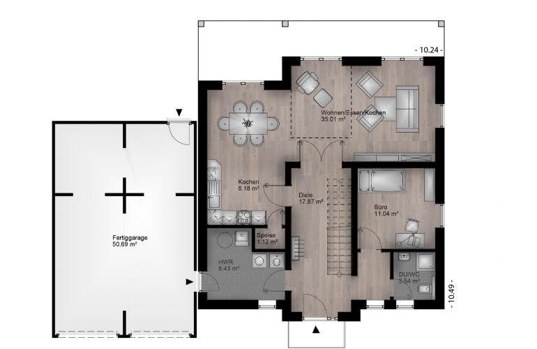 Massivhaus Stadtvilla Rottbitze 40-031 von Econ Das Haus,  Grundriss 2