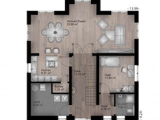Massivhaus Stadtvilla Rüngesdorf 40-030 von Econ Das Haus, Grundriss 1