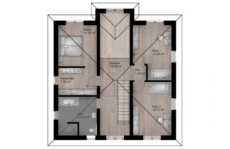 Massivhaus Stadtvilla Rüngesdorf 40-030 von Econ Das Haus,  Grundriss 2
