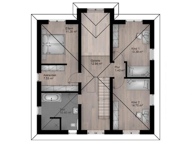 Massivhaus Stadtvilla Rüngesdorf 40-030 von Econ Das Haus,  Grundriss 2