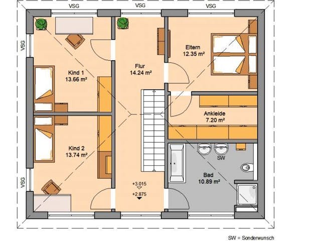 Massivhaus STADTVILLA SIGNUS von KHC Bauträger Schlüsselfertig ab 295900€, Stadtvilla Grundriss 1