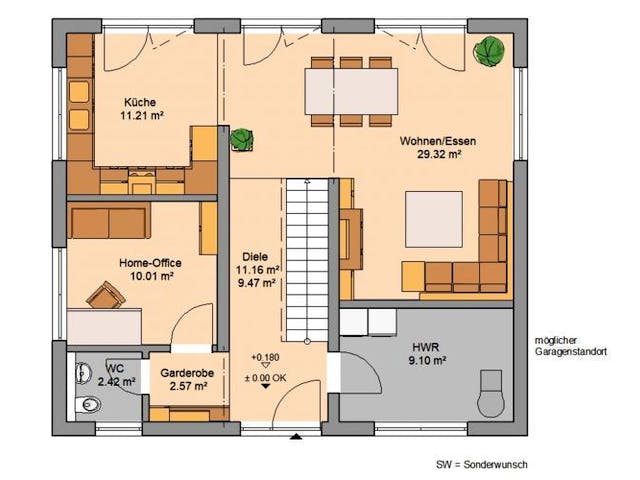 Massivhaus STADTVILLA SIGNUS von KHC Bauträger Schlüsselfertig ab 295900€, Stadtvilla Grundriss 2