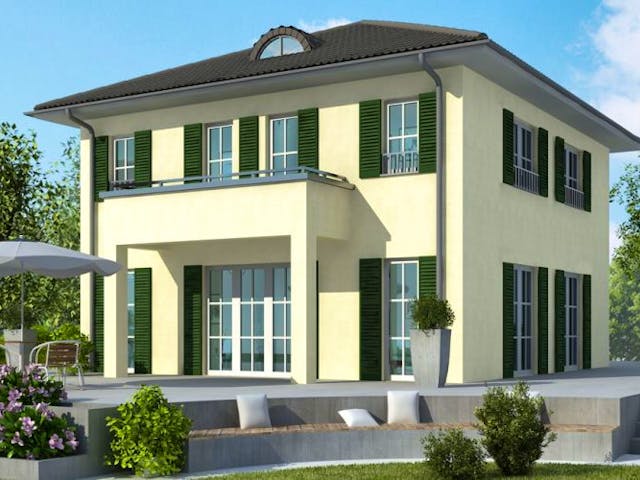 Massivhaus Stadtvilla SV125 Variante K von Baudirekt, Stadtvilla Außenansicht 1 Massivhaus Stadtvilla SV125 Variante K von Baudirekt, Stadtvilla Außenansicht 1