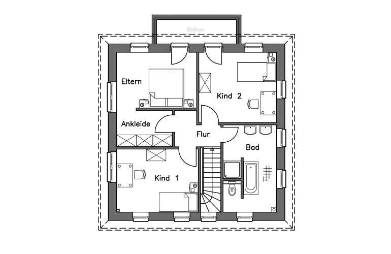 Massivhaus Stadtvilla SV125 Variante K von Baudirekt, Stadtvilla Grundriss 1