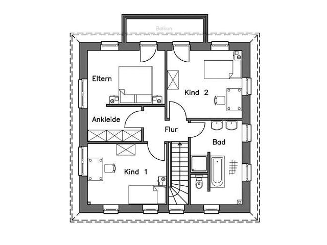 Massivhaus Stadtvilla SV125 Variante K von Baudirekt, Stadtvilla Grundriss 1