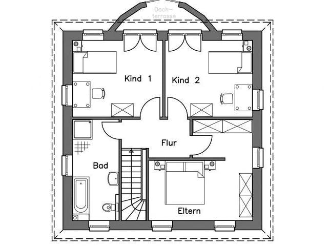 Massivhaus Stadtvilla SV125 Variante M von Baudirekt, Stadtvilla Grundriss 1