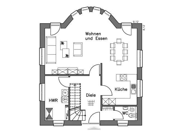 Massivhaus Stadtvilla SV125 Variante M von Baudirekt, Stadtvilla Grundriss 2