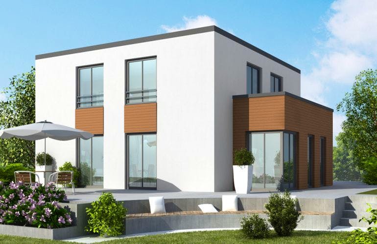 Massivhaus Stadtvilla SV125 Variante T von Baudirekt, Stadtvilla Außenansicht 1