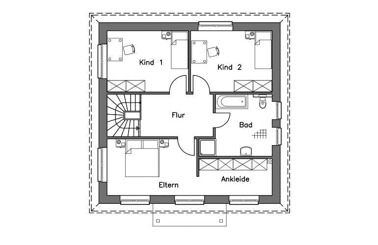 Massivhaus Stadtvilla SV140 Variante K von Baudirekt, Stadtvilla Grundriss 1