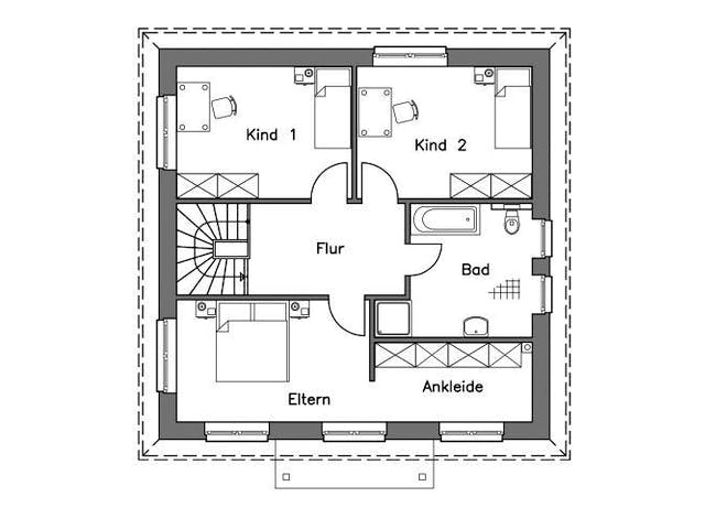 Massivhaus Stadtvilla SV140 Variante K von Baudirekt, Stadtvilla Grundriss 1