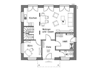 Massivhaus Stadtvilla SV140 Variante K von Baudirekt, Stadtvilla Grundriss 2