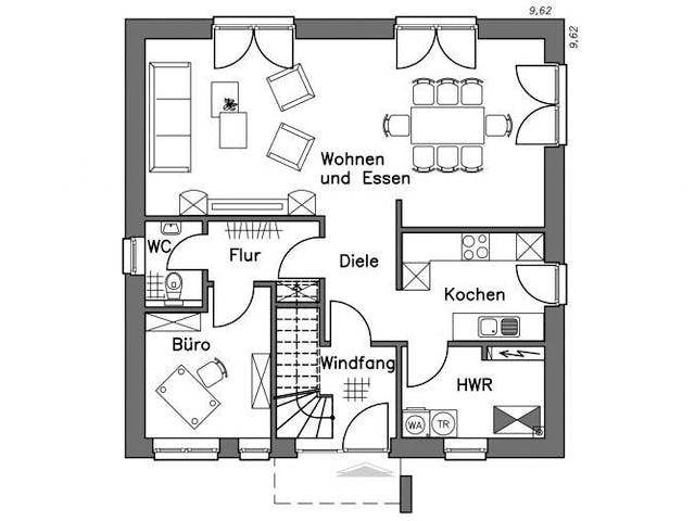 Massivhaus Stadtvilla SV140 Variante T von Baudirekt, Stadtvilla Grundriss 2