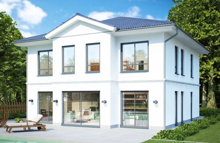 Massivhaus Stadtvilla SV155 Variante K von Baudirekt, Stadtvilla Außenansicht 1
