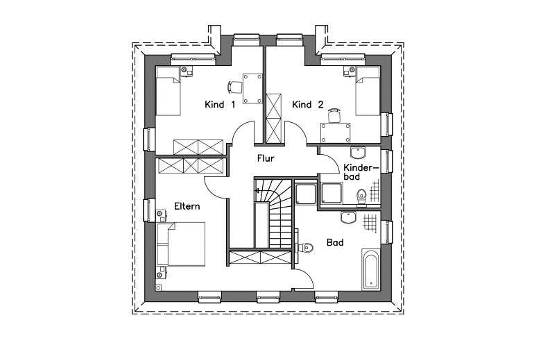 Massivhaus Stadtvilla SV155 Variante K von Baudirekt, Stadtvilla Grundriss 1